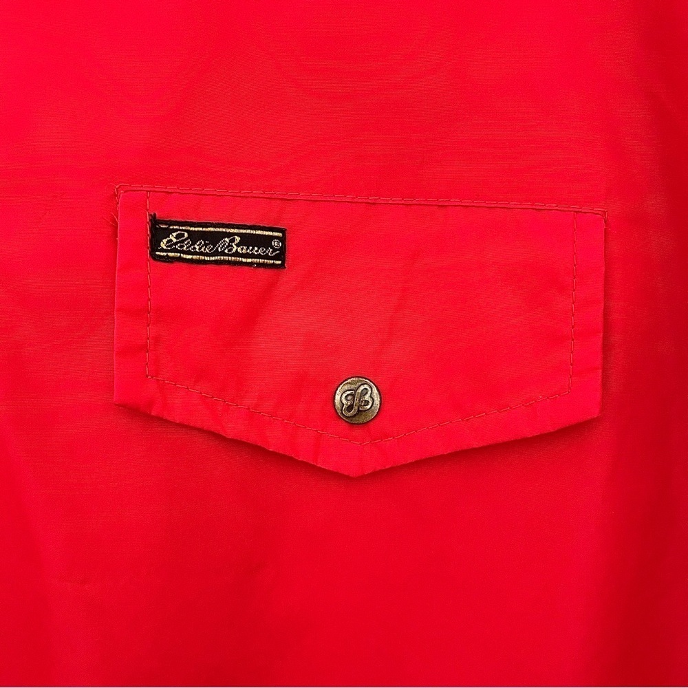 Red Snap Nylon Jacket Sporty Pullover Vintage Windbreaker Coat Primary Size XXL - Picture 9 of 15